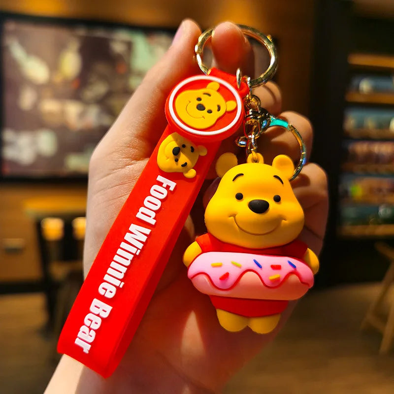 New Cartoon Anime Disney Keychain Mickey Mouse Minnie Lilo & Stitch Doll Keyring Ornament Key Chain Car Pendant Kids Toys Gift