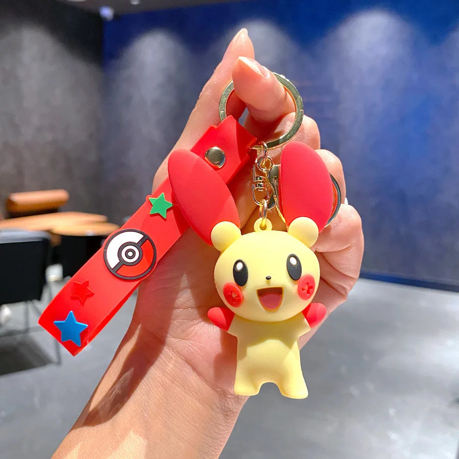 New Pokemon Pikachu Keychain Anime Cartoon Key Chain Charmander Psyduck Fashion Bag Keyring Pendant Accessories Toys Kids Gifts