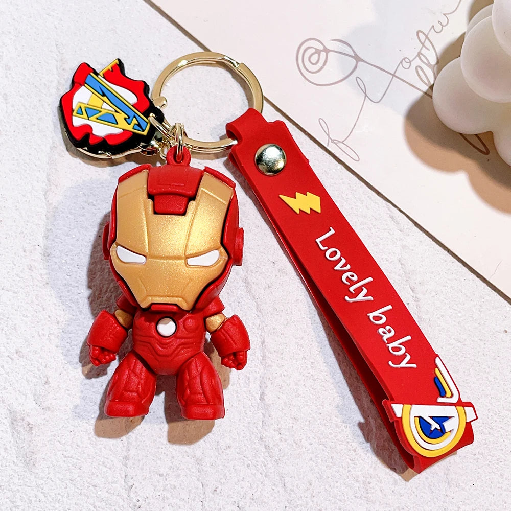 Q Version of The Marvel Series Keychain Cartoon Creative Spider-Man Doll Key Ring Schoolbag Car Key Chain Pendant Student Gifts