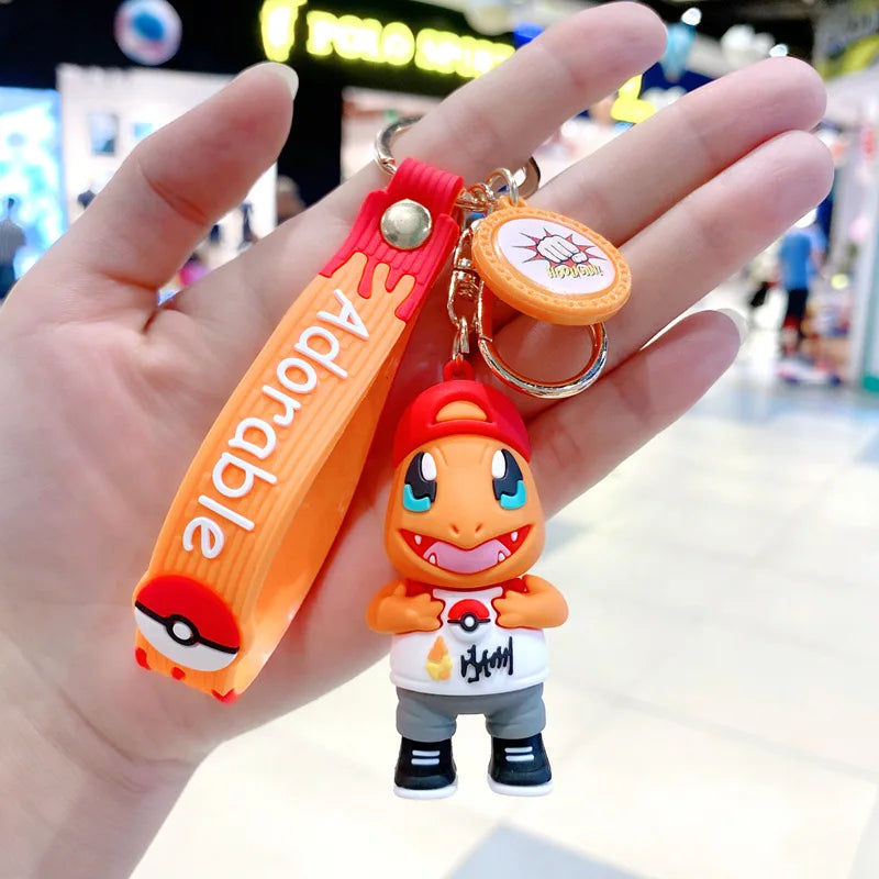 New Pokemon Pikachu Keychain Anime Cartoon Key Chain Charmander Psyduck Fashion Bag Keyring Pendant Accessories Toys Kids Gifts