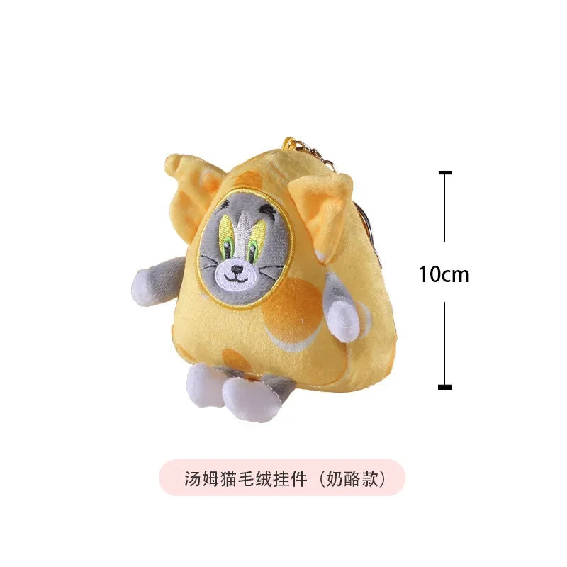 Hot 10cm Tom and Jerry Plush Keychain Mouse and Cat Cartoon Plushie Stuffed Animal Pou Doll for Kids Birthday Gift