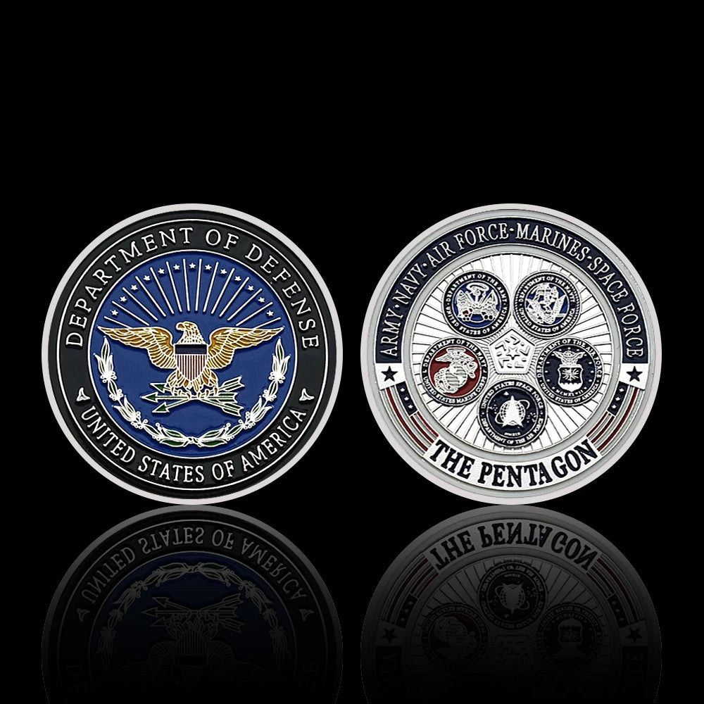US Department of Defense Army, Navy, Air Force, Marines and Space Force The Penta Gon Silver Coin Military Commemorative Medal