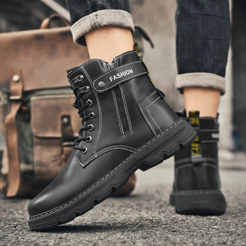 High-top boots, British style, casual and versatile, men's shoes for workwear