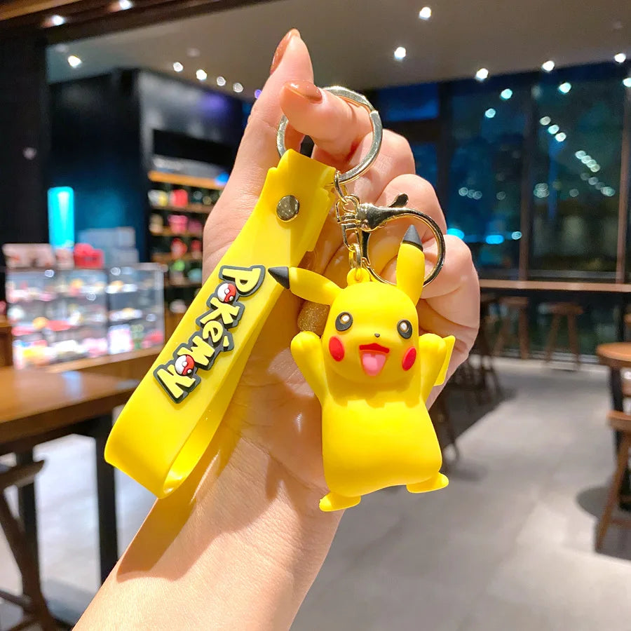 New Pokemon Pikachu Keychain Anime Cartoon Key Chain Charmander Psyduck Fashion Bag Keyring Pendant Accessories Toys Kids Gifts