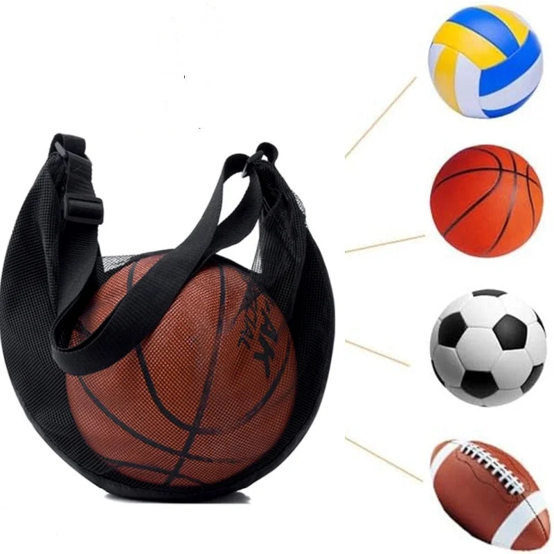 Sports Gym Ball Bag with Zipper Pocket Bag Shoulder Bag Drawstring Storage Oxford Mesh Backpack Basketball Football Pocket Pouch