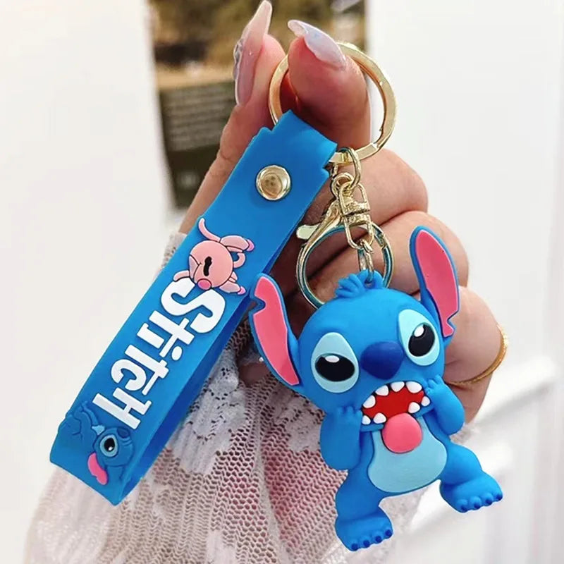 Wholesale Anime Disney Keychain New Mickey Mouse Minnie Lilo & Stitch Doll Keyring Ornament Key Chain Car Pendant Kid Toys Gifts