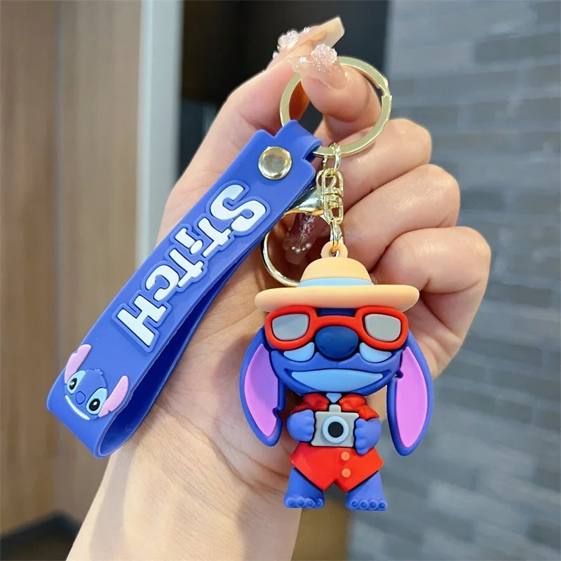 Wholesale Anime Disney Keychain New Mickey Mouse Minnie Lilo & Stitch Doll Keyring Ornament Key Chain Car Pendant Kid Toys Gifts