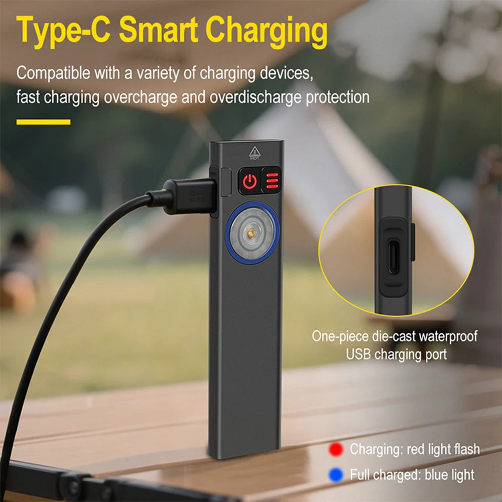Powerful LED Flashlight Portable Super Bright Torch Multilight lllumination Type-C Charging Long Range Lantern Multi-purpose