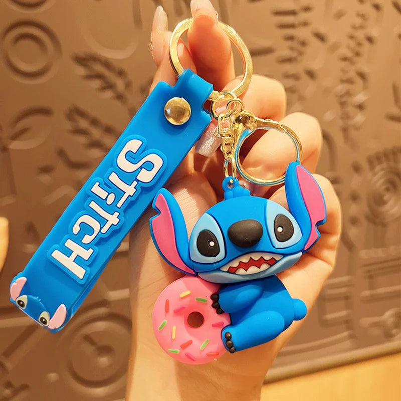 Wholesale Anime Disney Keychain New Mickey Mouse Minnie Lilo & Stitch Doll Keyring Ornament Key Chain Car Pendant Kid Toys Gifts