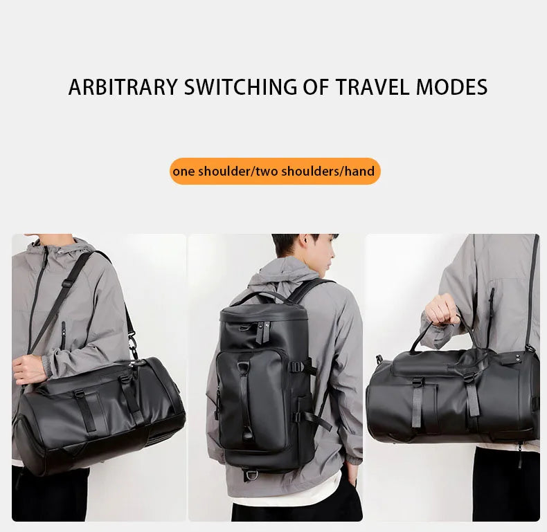 Sports Backpack, Large-Capacity Cylindrical Gym Bag, Unisex Training Bag, Dry and Wet Separation Handbag, Multi-Purpose Water-Repellent Travel Bag, Single Shoulder Crossbody Bag