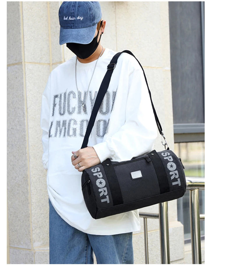 Gym Bag for Man Canvas Sports Fitness Tote Travel Luggage Handbag Outdoor Shoulder Duffle Training Tactical Bag Male Rucksack