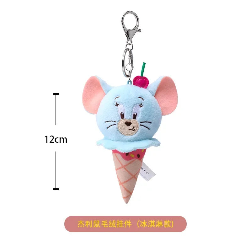 Hot 10cm Tom and Jerry Plush Keychain Mouse and Cat Cartoon Plushie Stuffed Animal Pou Doll for Kids Birthday Gift