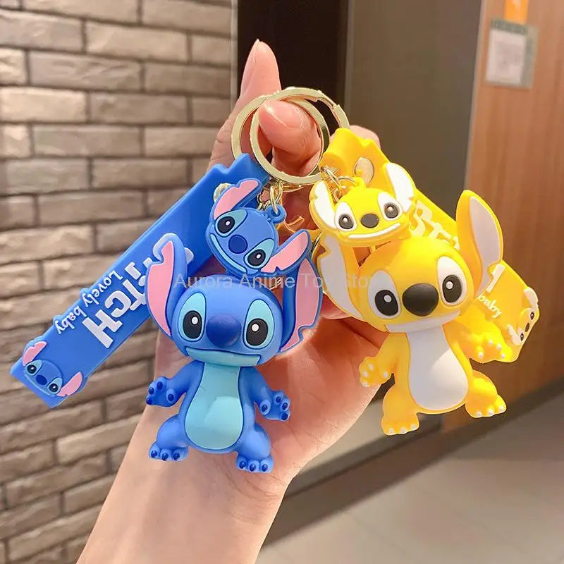 New Cartoon Anime Disney Keychain Mickey Mouse Minnie Lilo & Stitch Keyring Key Chain Car Pendant Kids Toys Gift Wholesale