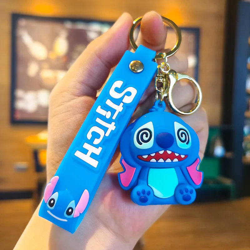 New Cartoon Anime Disney Keychain Mickey Mouse Minnie Lilo & Stitch Doll Keyring Ornament Key Chain Car Pendant Kids Toys Gift