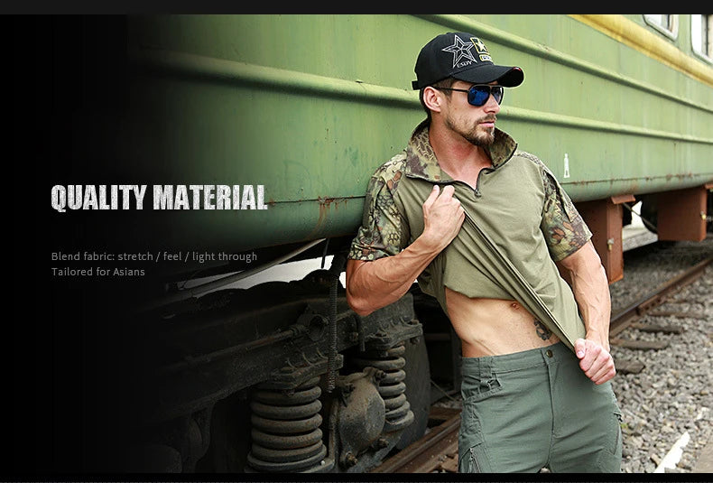 Tactical T-Shirts Men Sport Outdoor Tee Quick Dry Short Sleeve Shirt Hiking Hunting Combat Men Clothing Breathable