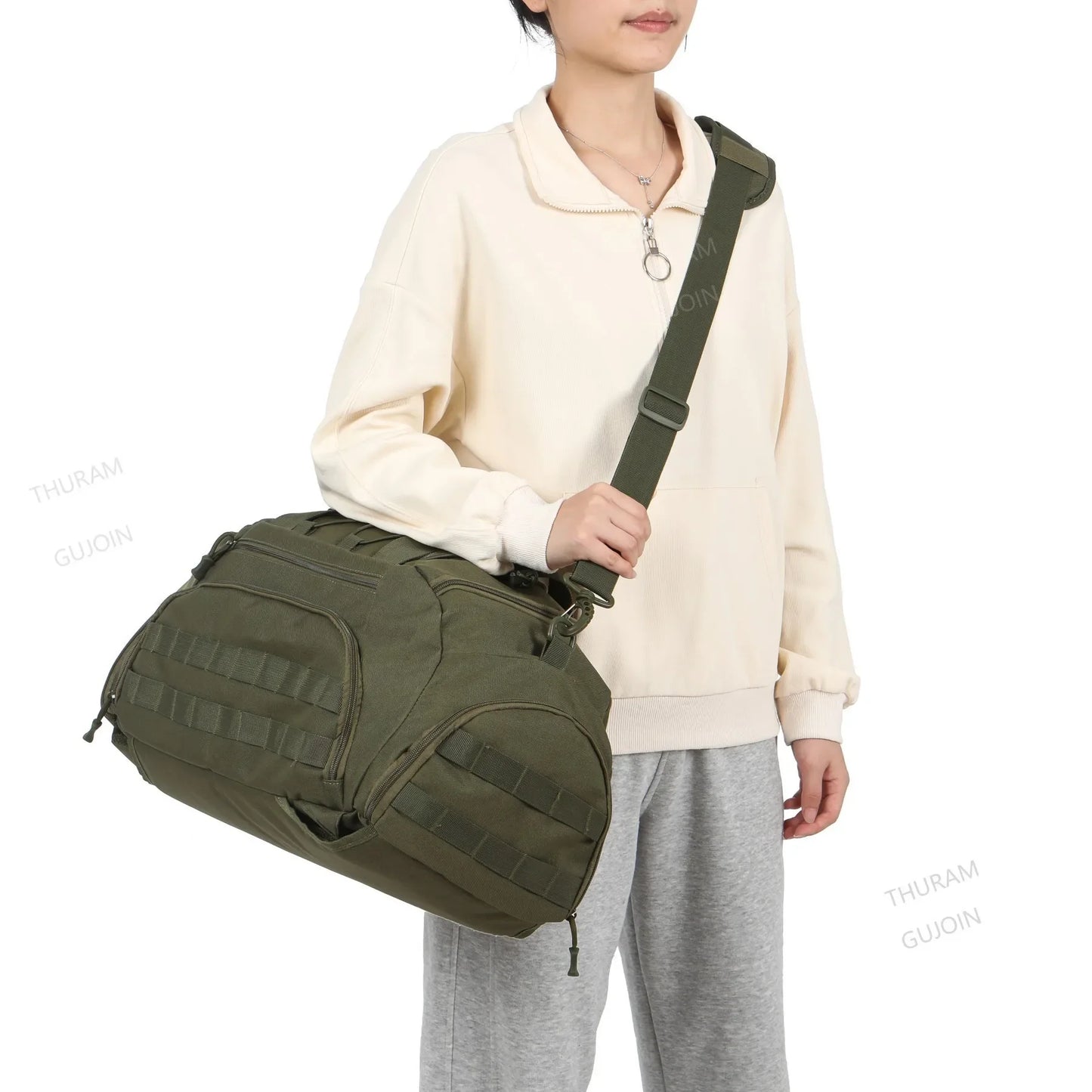 Gym Backpack with Shoe Compartment Convertible Duffel Sling Bag for Men Women Weekender Overnight Bag 3-in-1 Tactical Travel Bag