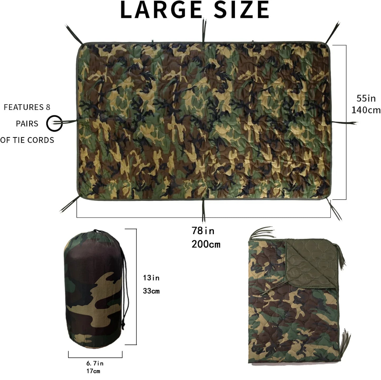 Tactical Camping Blanket Outdoor Emergency Folding Camouflage Quilt Nap Blanket Suitable for Camping Shooting Hunting Mat