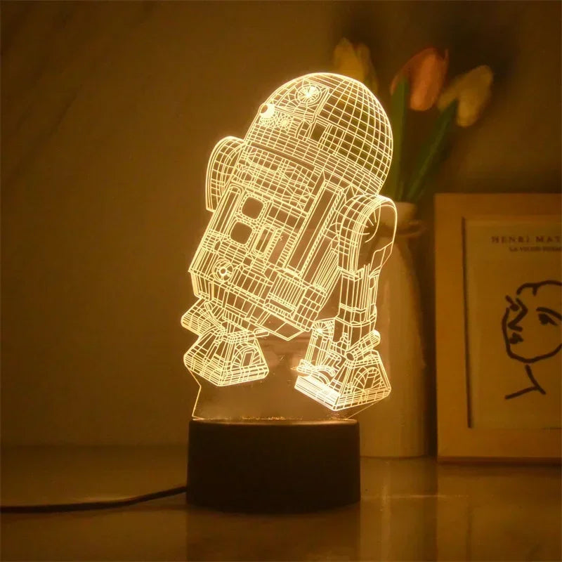 Star Wars Character 3D Model LED Night Light Anime Desk Lamp Cool Action Doll Toys Children's Boys and Girls Birthday Gifts