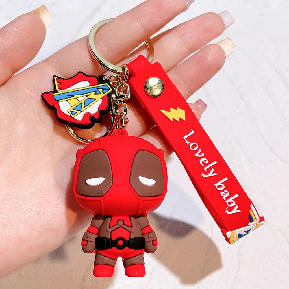 Q Version of The Marvel Series Keychain Cartoon Creative Spider-Man Doll Key Ring Schoolbag Car Key Chain Pendant Student Gifts
