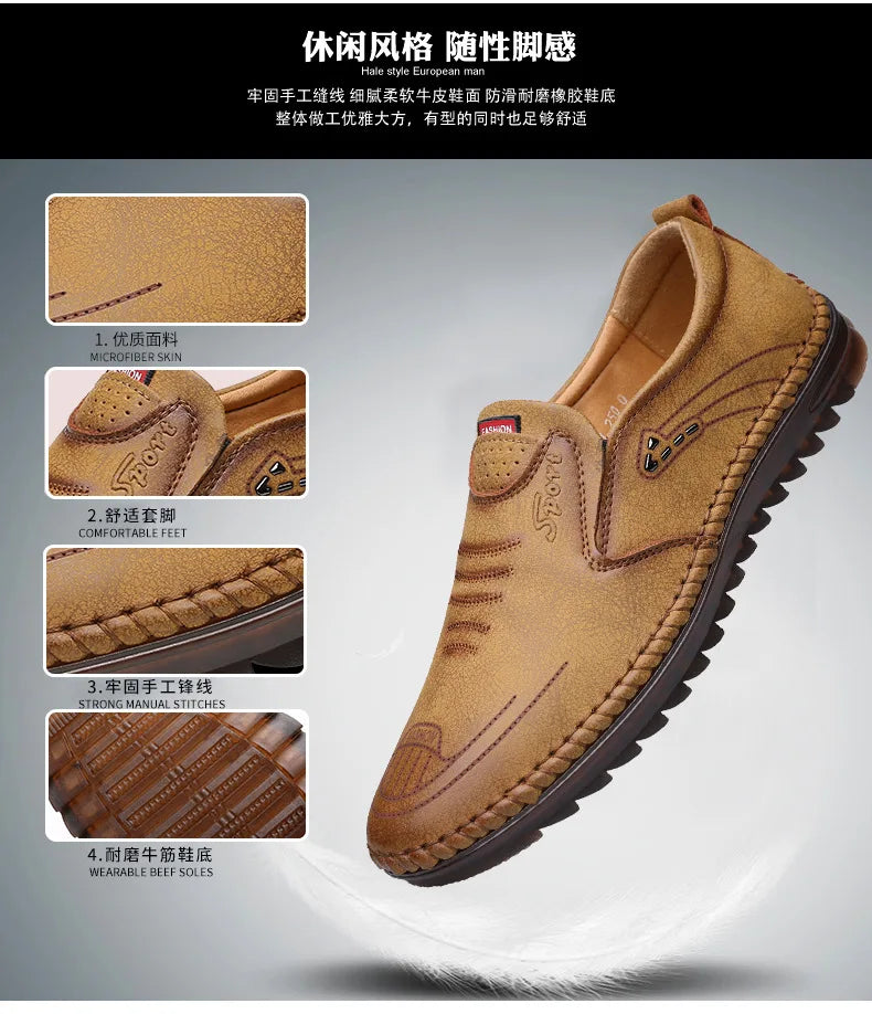 Handmade Leather Shoes Men Casual Sneakers Comfort Design Man Shoe Business Leather Loafers Men Shoes Moccasins Tooling Shoe