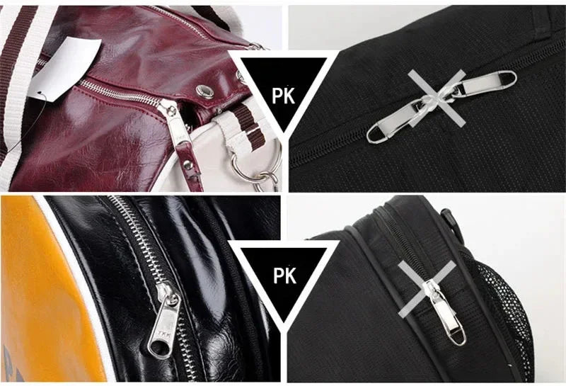 Gym Bag Men and Women Shoulder Bag Messenger Portable Training Basketball Bag Cylinder Travel Bags Sports Leather Handbag Tennis