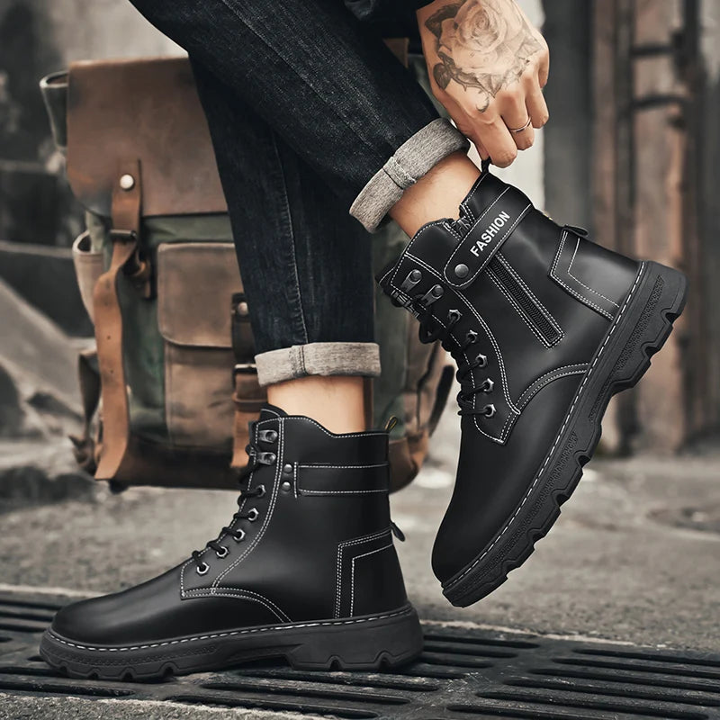 High-top boots, British style, casual and versatile, men's shoes for workwear