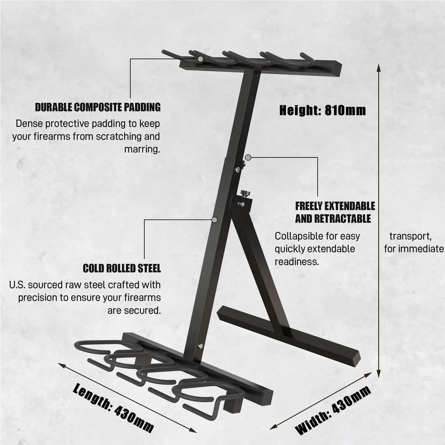 Gun Rack Portable Rifle Rack Stand Heavy Duty Rifle Storage Bracket Folding Gun Rack Stand for Outdoor Shooting Hunting Range