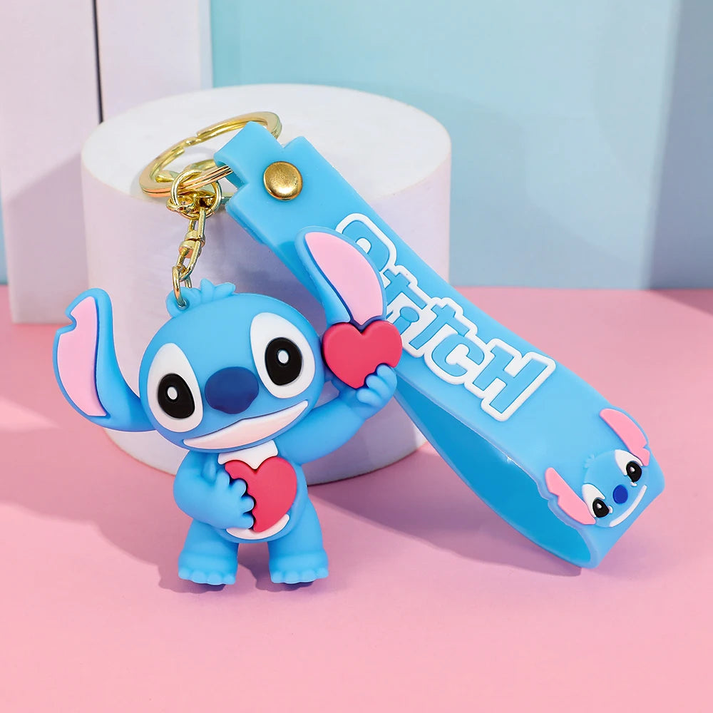 Stitch Keychain, Cute Stitch PVC Doll Key Chain with Chain Ring for Anime Lovers Kawaii Cartoon Bag Car Keys Accessories Gift