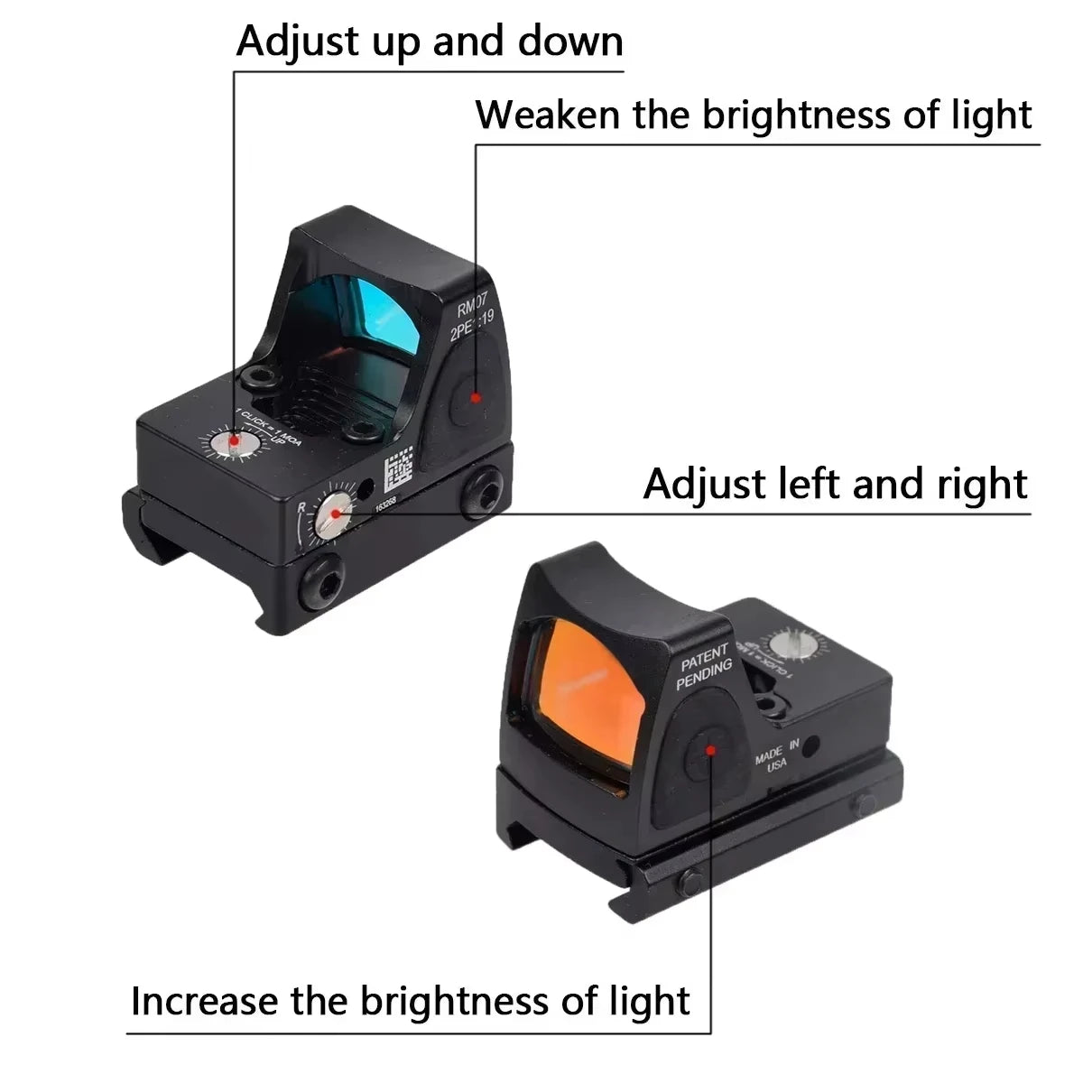 Red Dot Sight Scope RM-CC Mini Red Dot Tactical Optics Riflescope Fit 20mm Rail RMT Rifle Sight Hunting Metal-RM-HD Laser Gk