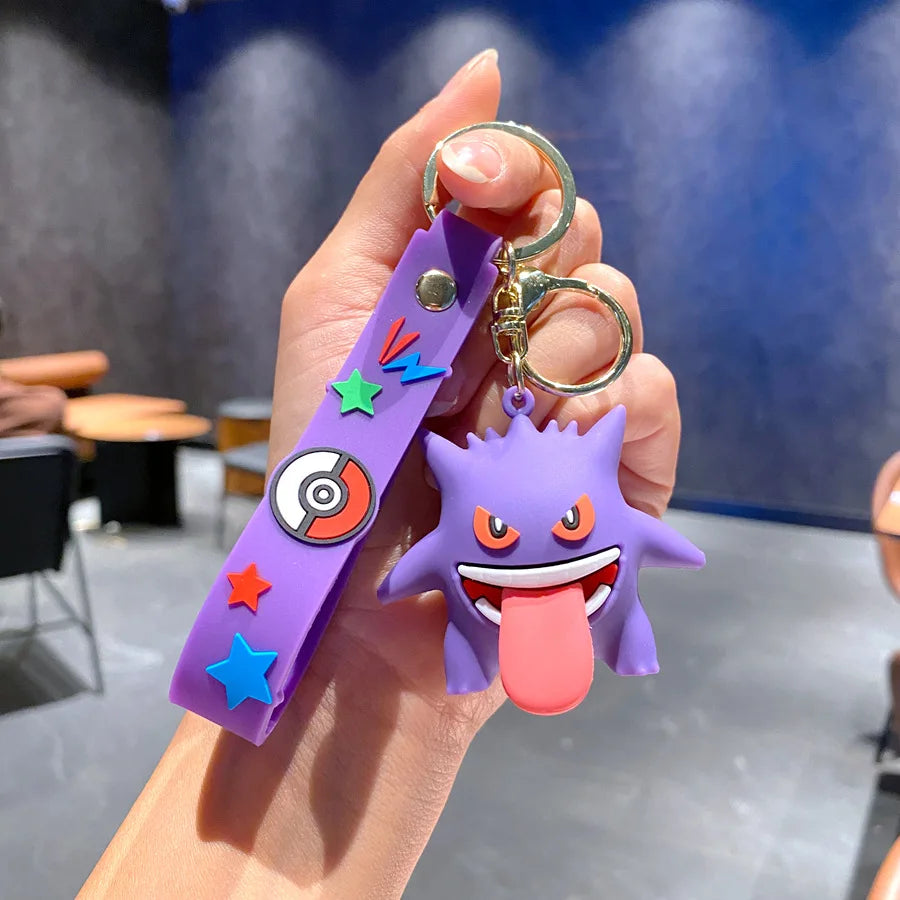 New Pokemon Pikachu Keychain Anime Cartoon Key Chain Charmander Psyduck Fashion Bag Keyring Pendant Accessories Toys Kids Gifts