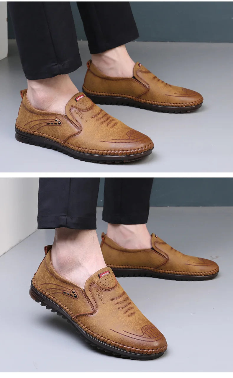Handmade Leather Shoes Men Casual Sneakers Comfort Design Man Shoe Business Leather Loafers Men Shoes Moccasins Tooling Shoe