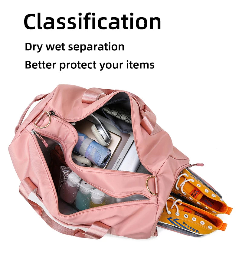 Gym Bag Men Women Training Fitness Swim Travel Luggage Handbag Yoga Shoulder Pack Shoes Storage Waterproof Dry Wet Separation