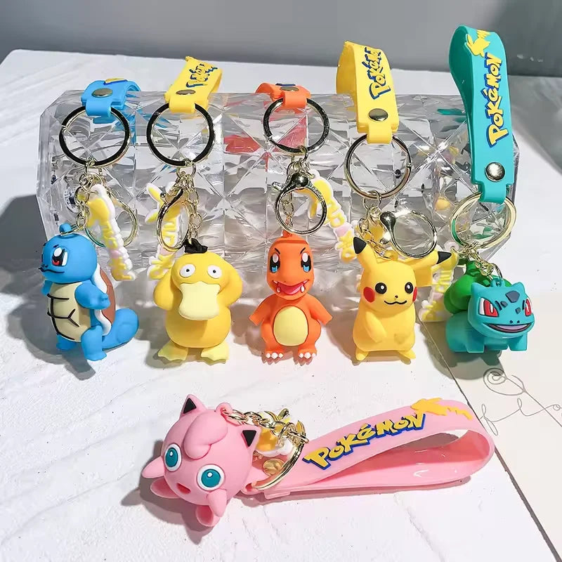 Original Pikachu figurine fashionable cartoon keychain Pokémon anime decorative model toy car decoration children's