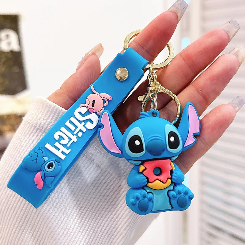 Wholesale Anime Disney Keychain New Mickey Mouse Minnie Lilo & Stitch Doll Keyring Ornament Key Chain Car Pendant Kid Toys Gifts