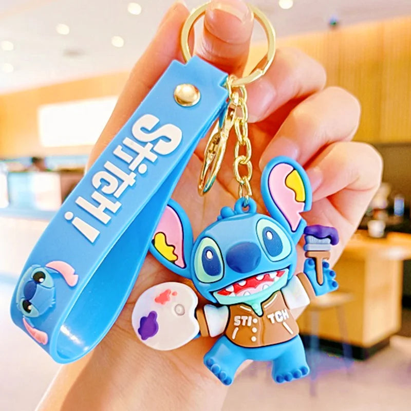 Wholesale Disney Anime Lilo & Stitch Pendant Keychains Holder Car Key Chain Key Ring Mobile Phone Bag Hanging Jewelry Gifts