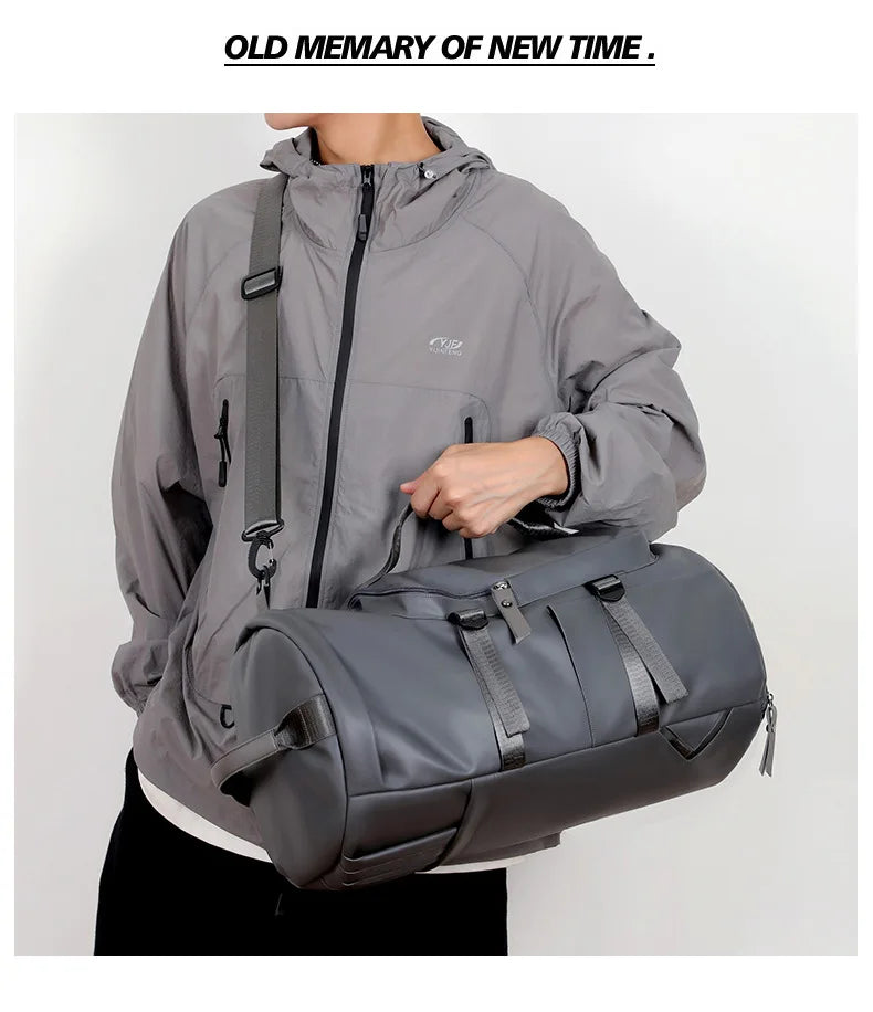 Sports Backpack, Large-Capacity Cylindrical Gym Bag, Unisex Training Bag, Dry and Wet Separation Handbag, Multi-Purpose Water-Repellent Travel Bag, Single Shoulder Crossbody Bag
