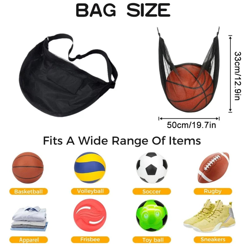 Sports Gym Ball Bag with Zipper Pocket Bag Shoulder Bag Drawstring Storage Oxford Mesh Backpack Basketball Football Pocket Pouch