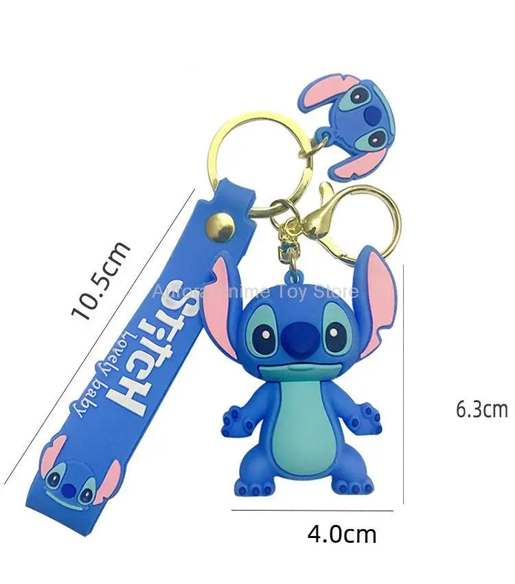 New Cartoon Anime Disney Keychain Mickey Mouse Minnie Lilo & Stitch Keyring Key Chain Car Pendant Kids Toys Gift Wholesale