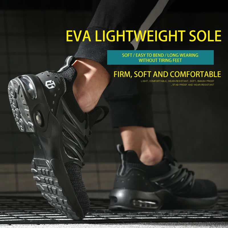 Safety shoes are anti smashing, anti piercing, lightweight, soft, comfortable, breathable, and protective work shoes