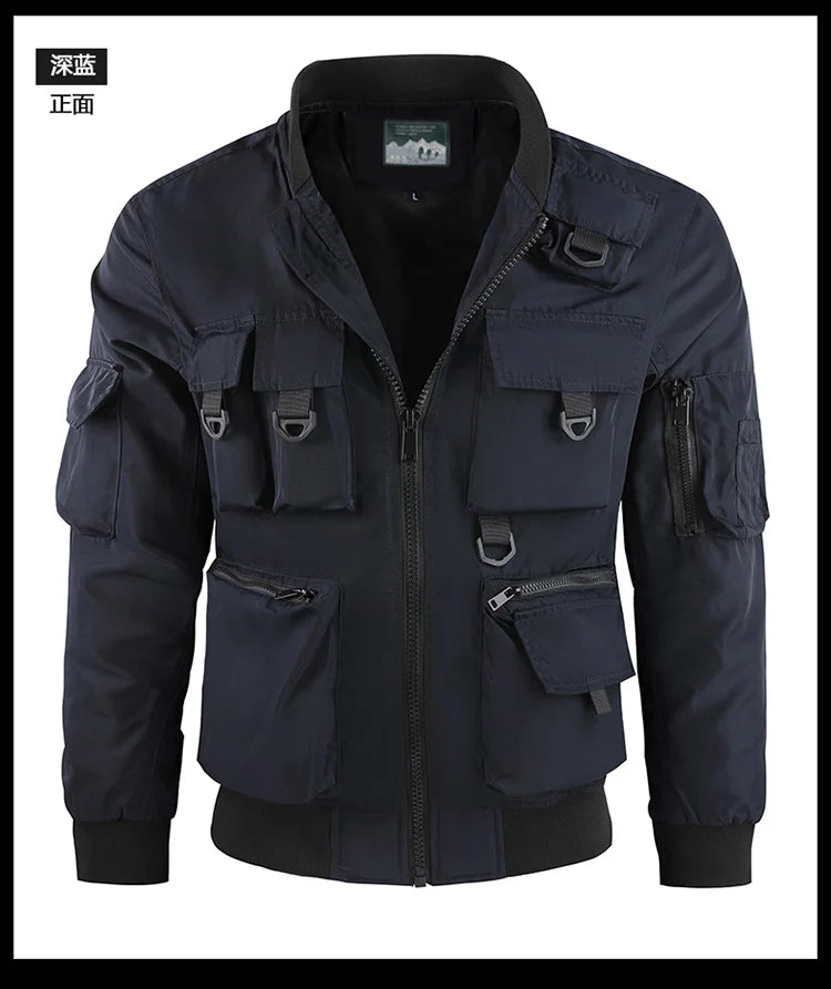 Tactical Jacket Men Autumn and Winter Casual Versatile Trend Outdoor Safari Style Cargo Coat Windproof Campus Clothing
