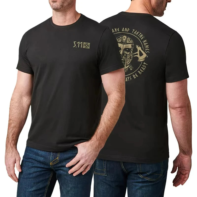 USA 5.11 Outdoor Short Sleeved Men Breathable Sweating Training Sport Printed Quick Drying T-Shirt Fighting Boxing Shirt