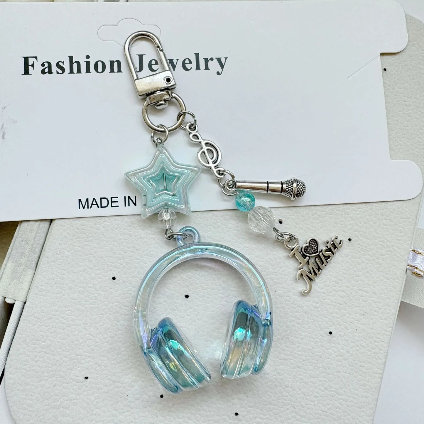 Cute Creative 3D Earphones Pendant Keychain Mobile Phone Chain Earphone Charm Backpack Hanging Decoration Accessories Gifts