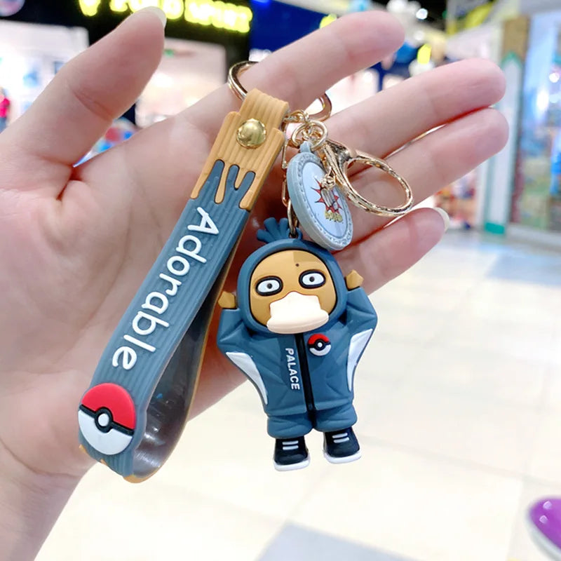 New Pokemon Pikachu Keychain Anime Cartoon Key Chain Charmander Psyduck Fashion Bag Keyring Pendant Accessories Toys Kids Gifts