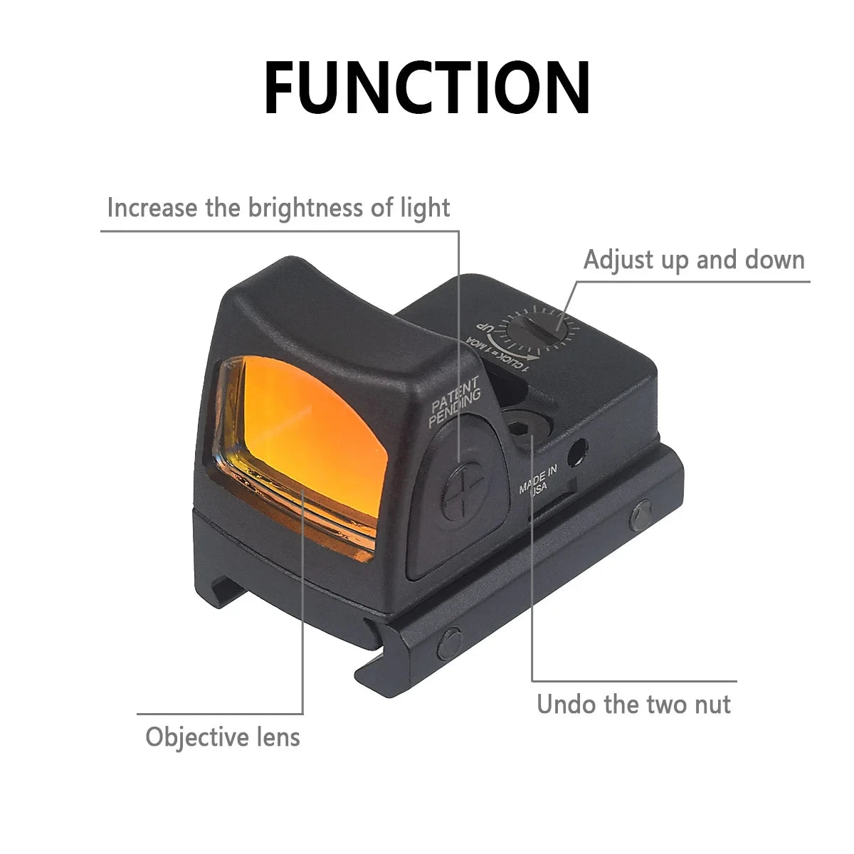 Red Dot Sight Scope RM-CC Mini Red Dot Tactical Optics Riflescope Fit 20mm Rail RMT Rifle Sight Hunting Metal-RM-HD Laser Gk