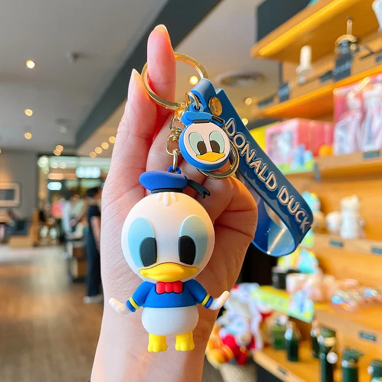 New Cartoon Anime Disney Keychain Mickey Mouse Minnie Lilo & Stitch Doll Keyring Ornament Key Chain Car Pendant Kids Toys Gift