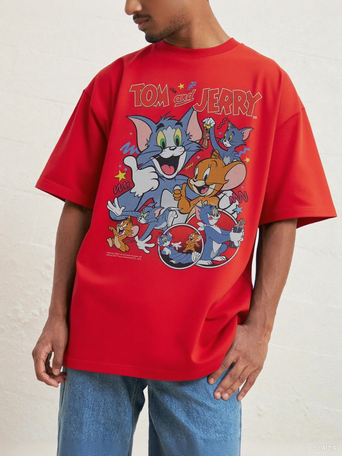 Tom and Jerry Cotton Tee Fun Retro Group Print of Tom Jerry and Friends 100% Pure Cotton for A Nostalgic Look Arrival Tee S-4XL