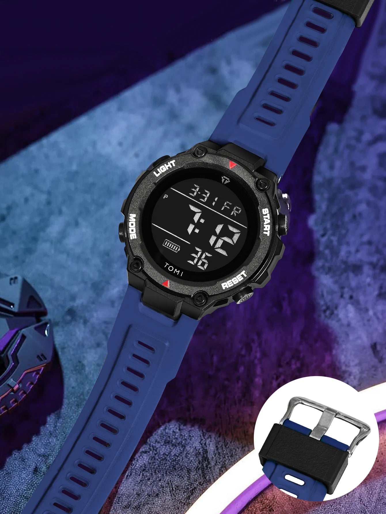 TOMI Tactical Digital Watch Military Green Black 4-Button Sport Modes Shockproof Waterproof Outdoor Hiking