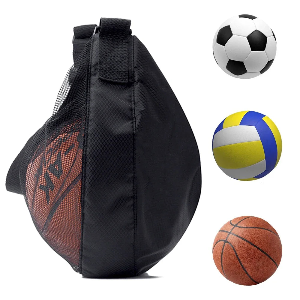 Sports Gym Ball Bag with Zipper Pocket Bag Shoulder Bag Drawstring Storage Oxford Mesh Backpack Basketball Football Pocket Pouch