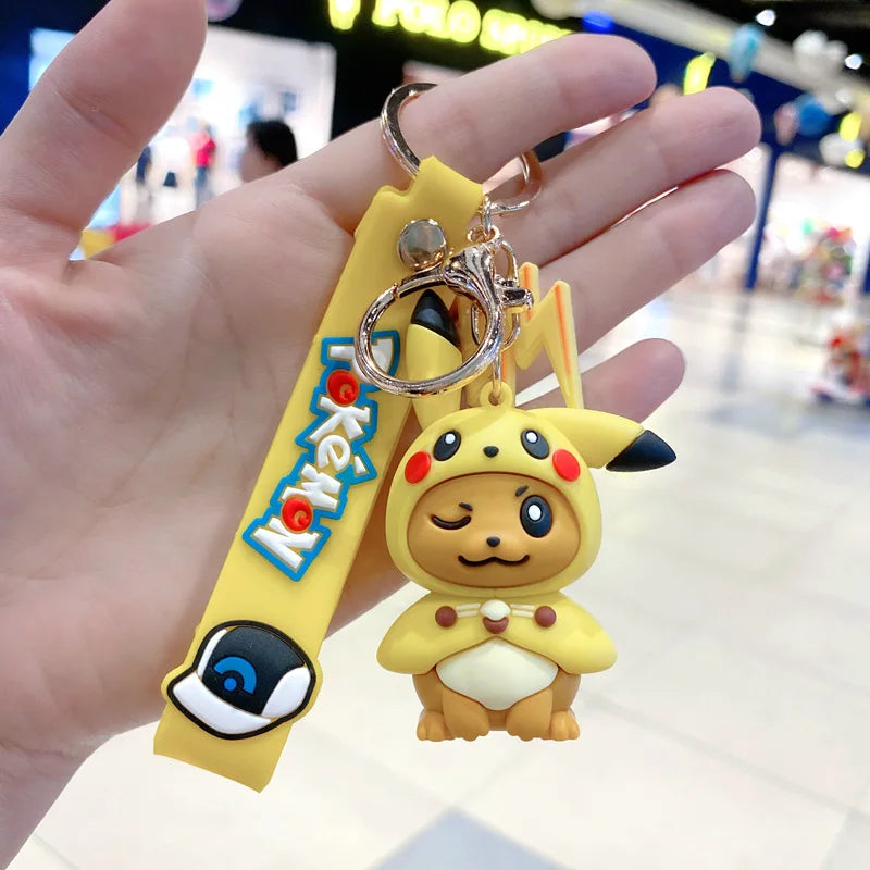 New Pokemon Pikachu Keychain Anime Cartoon Key Chain Charmander Psyduck Fashion Bag Keyring Pendant Accessories Toys Kids Gifts