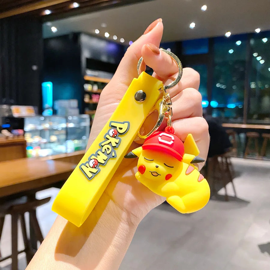 New Pokemon Pikachu Keychain Anime Cartoon Key Chain Charmander Psyduck Fashion Bag Keyring Pendant Accessories Toys Kids Gifts